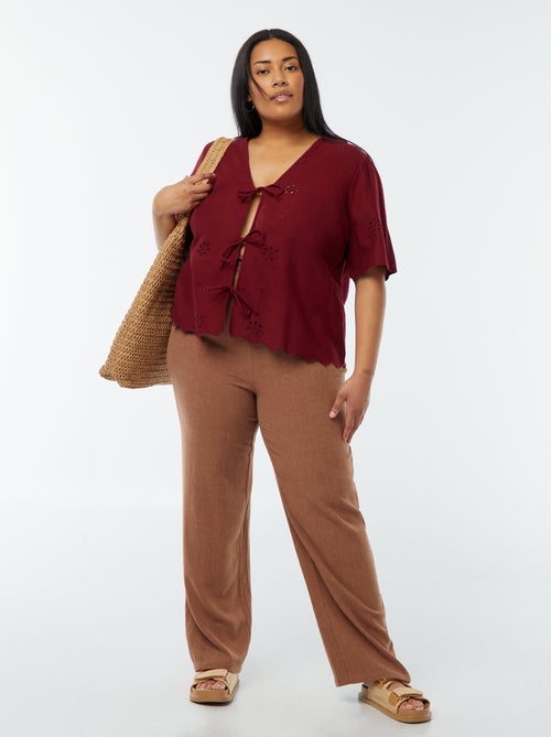 Rechte broek met elastische tailleband + aantrekkoordje - Kiabi