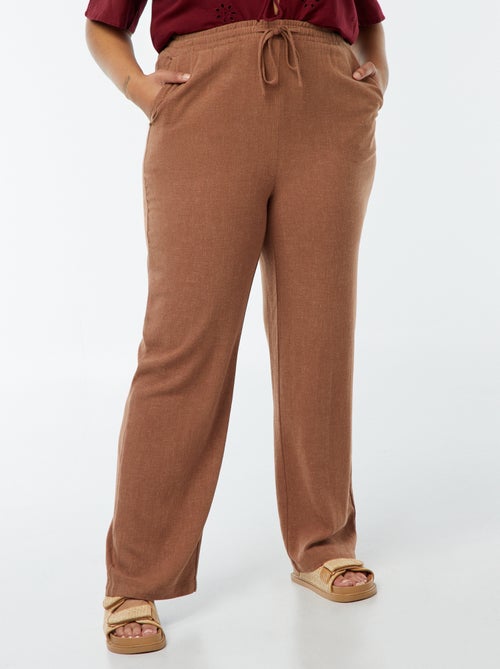 Rechte broek met elastische tailleband + aantrekkoordje - Kiabi