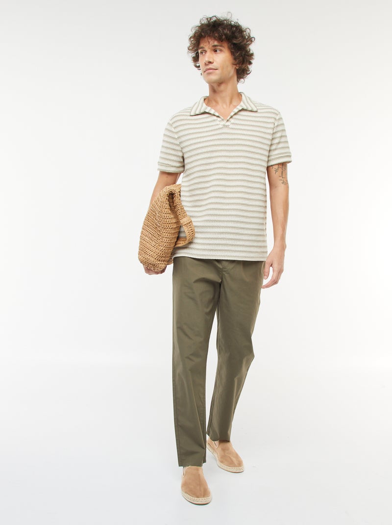 Rechte broek met elastische tailleband Kaki - Kiabi