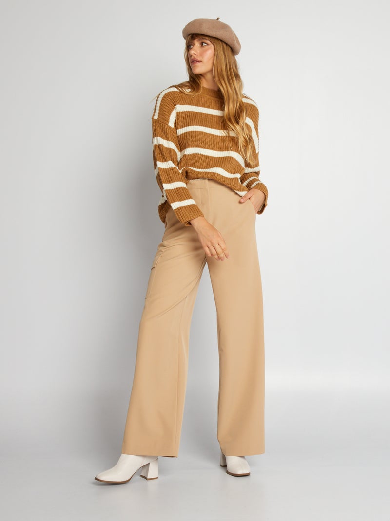 Rechte broek met hoge taille BIEGE - Kiabi
