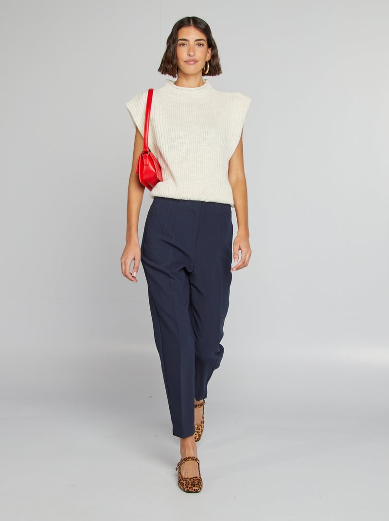 Rechte broek met hoge taille BLAUW - Kiabi