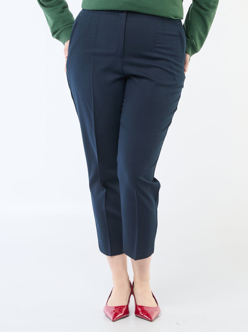 Rechte broek met hoge taille Blauw - Kiabi