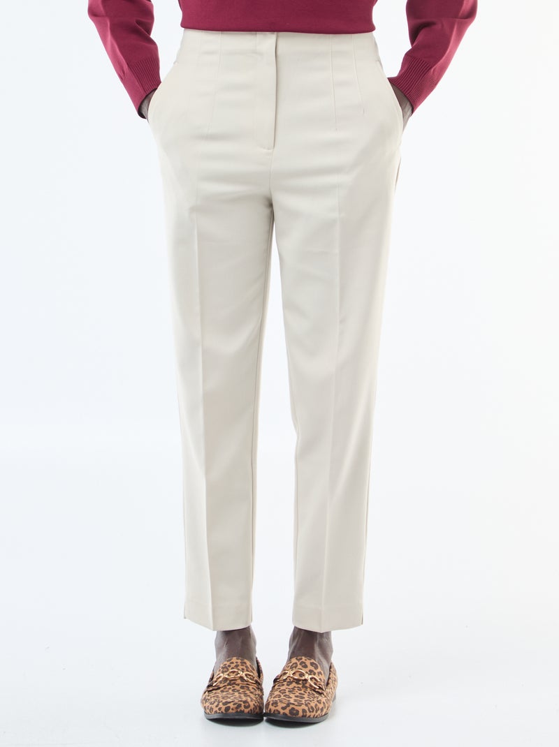 Rechte broek met hoge taille Ecru - Kiabi