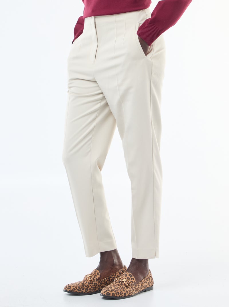 Rechte broek met hoge taille Ecru - Kiabi