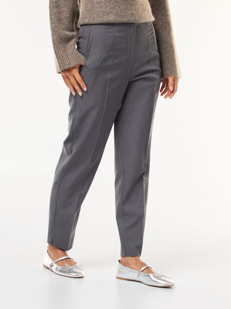 Rechte broek met hoge taille Grijs - Kiabi