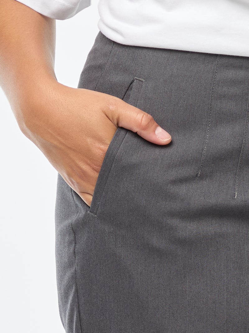 Rechte broek met hoge taille Grijs - Kiabi