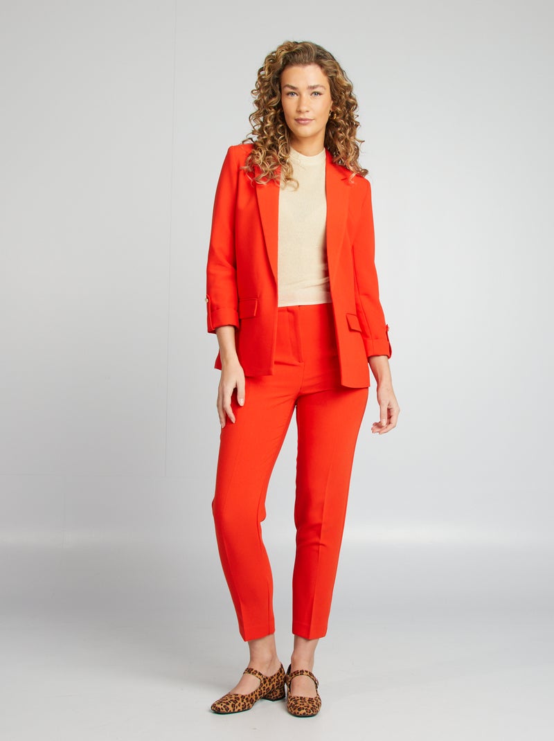 Rechte broek met hoge taille ROOD - Kiabi