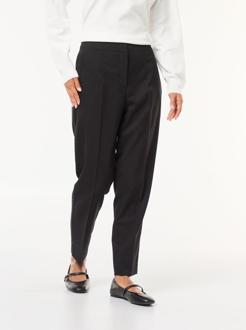 Rechte broek met hoge taille Zwart - Kiabi