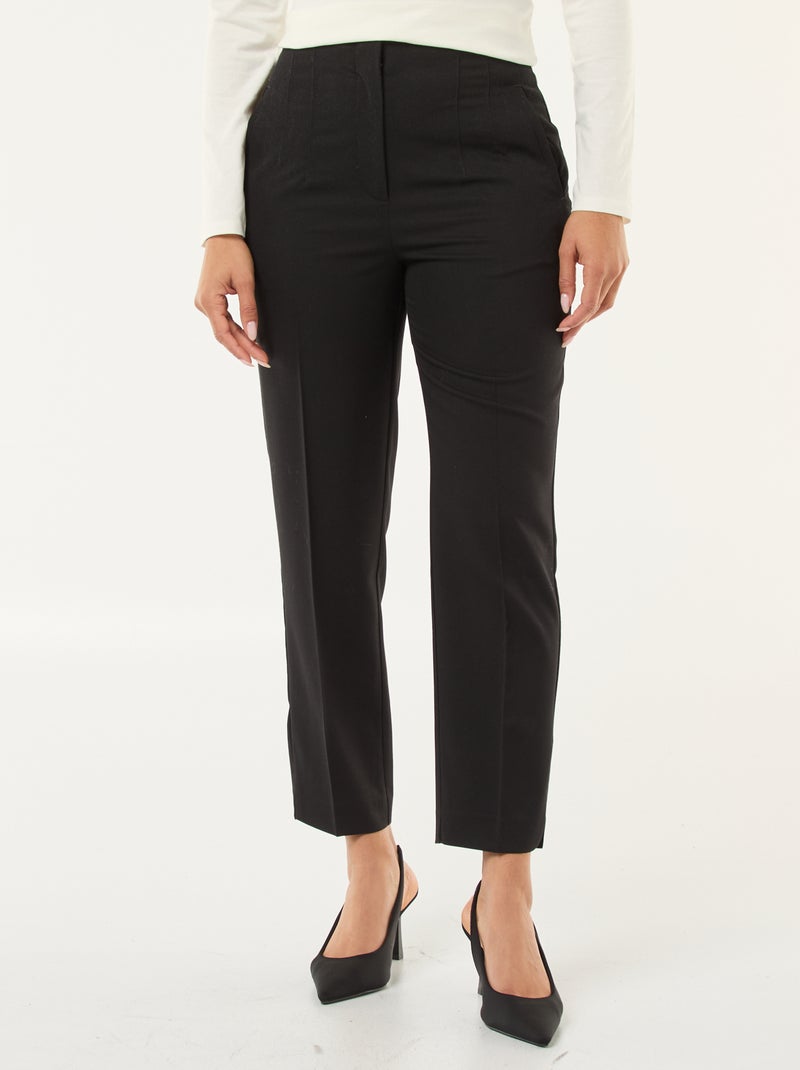 Rechte broek met hoge taille zwart - Kiabi