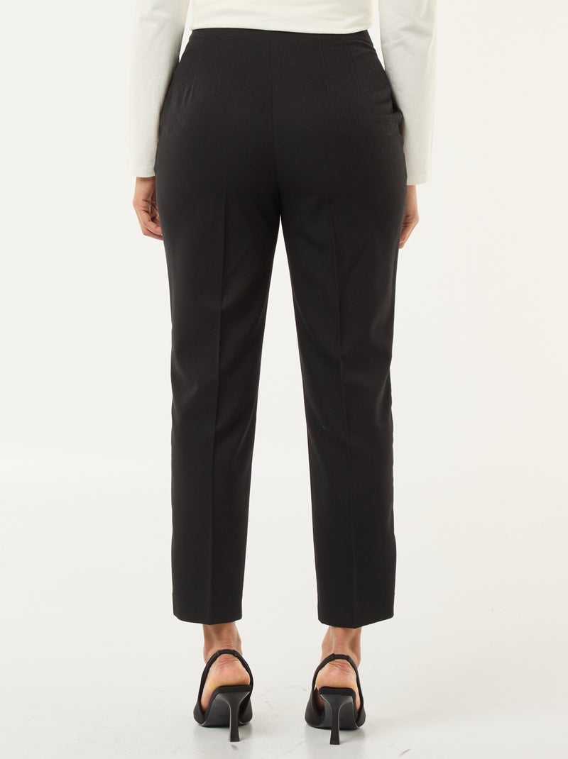 Rechte broek met hoge taille zwart - Kiabi