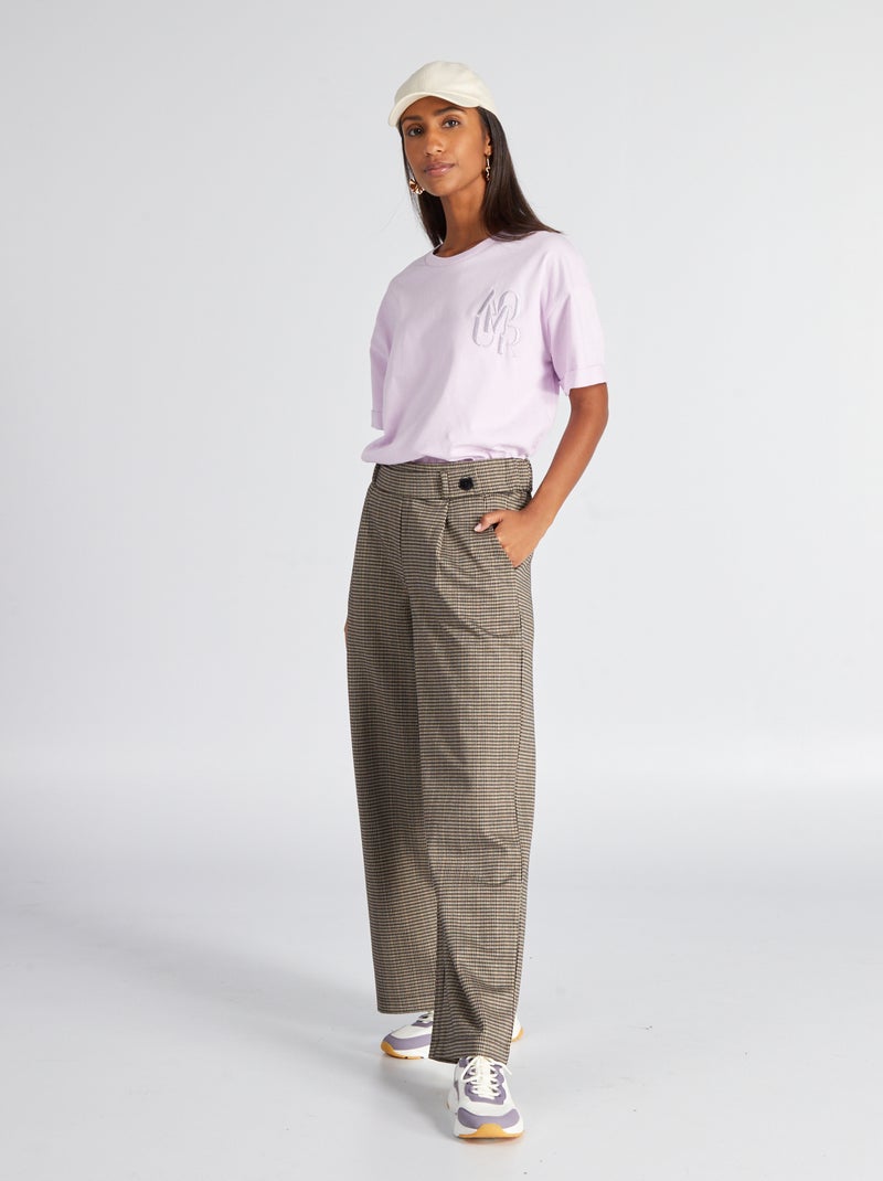 Rechte broek met pied-de-pouleprint 'JDY' KAKI - Kiabi