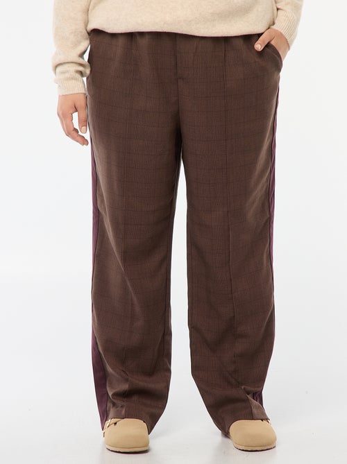 Rechte broek met ruiten en streep opzij - Kiabi