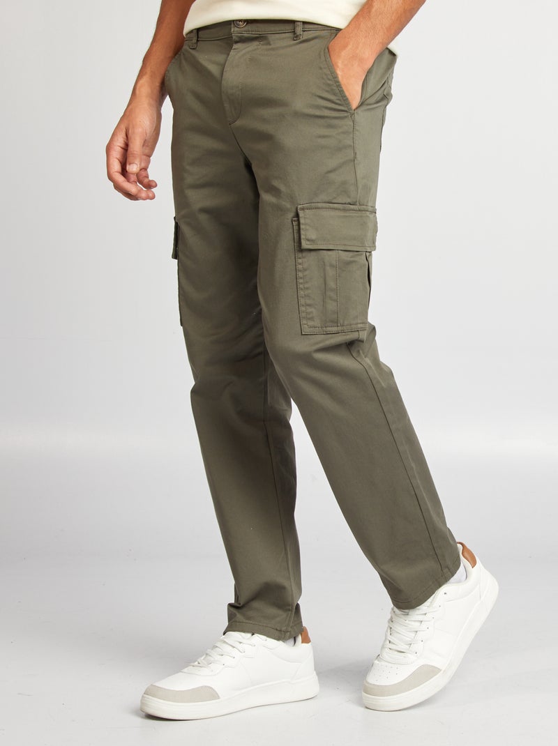 Rechte broek met veel zakken KAKI - Kiabi