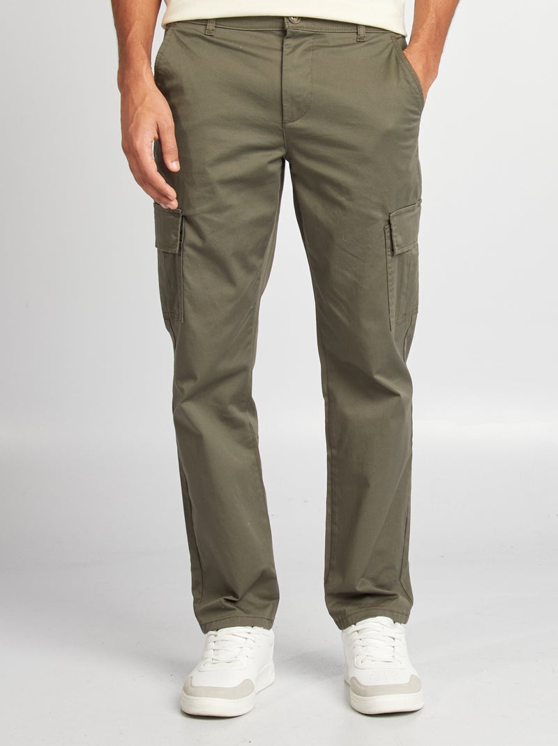 Rechte broek met veel zakken KAKI - Kiabi