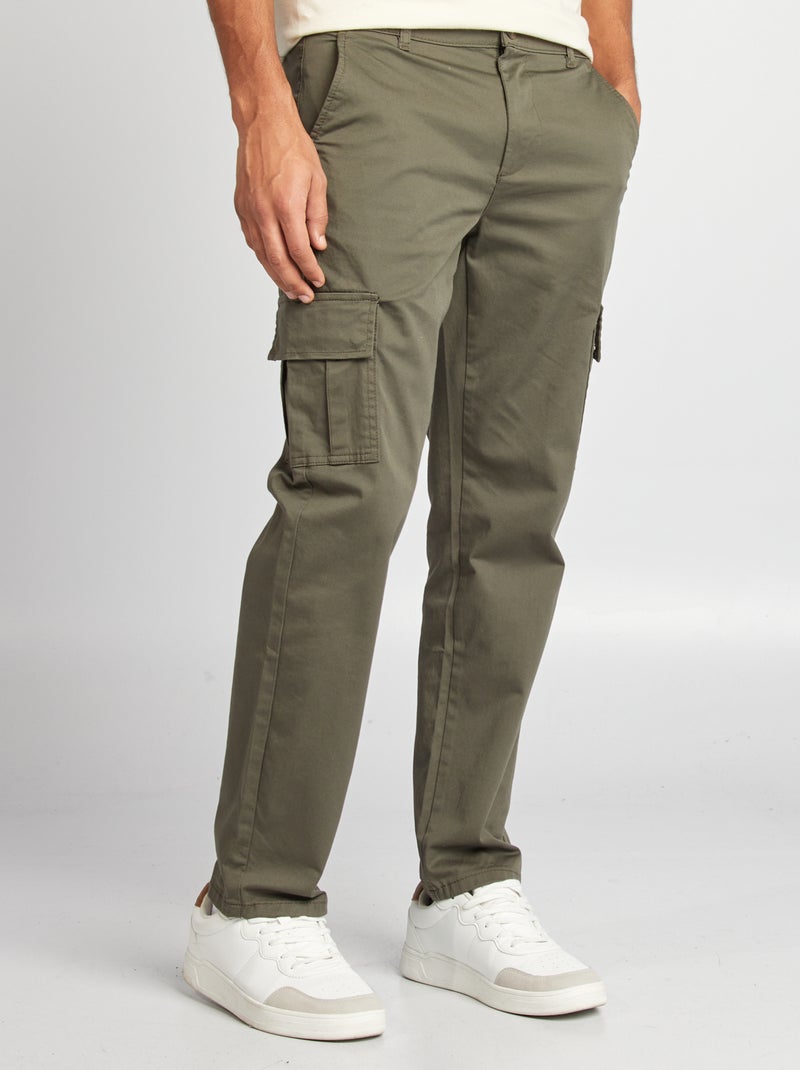 Rechte broek met veel zakken KAKI - Kiabi