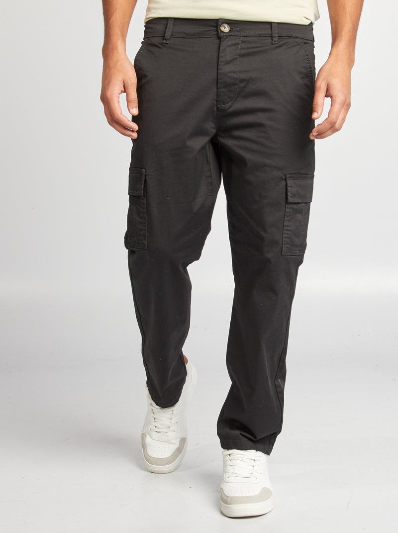 Rechte broek met veel zakken zwart - Kiabi