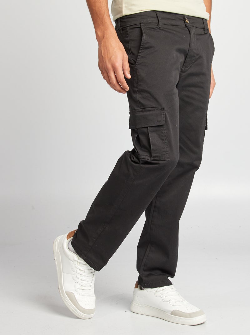 Rechte broek met veel zakken zwart - Kiabi
