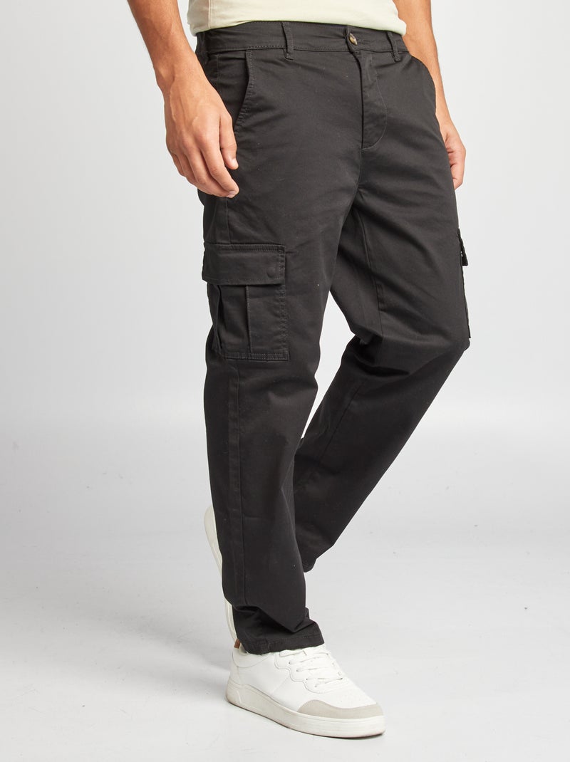 Rechte broek met veel zakken zwart - Kiabi