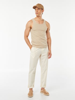Rechte broek van frisse poplin