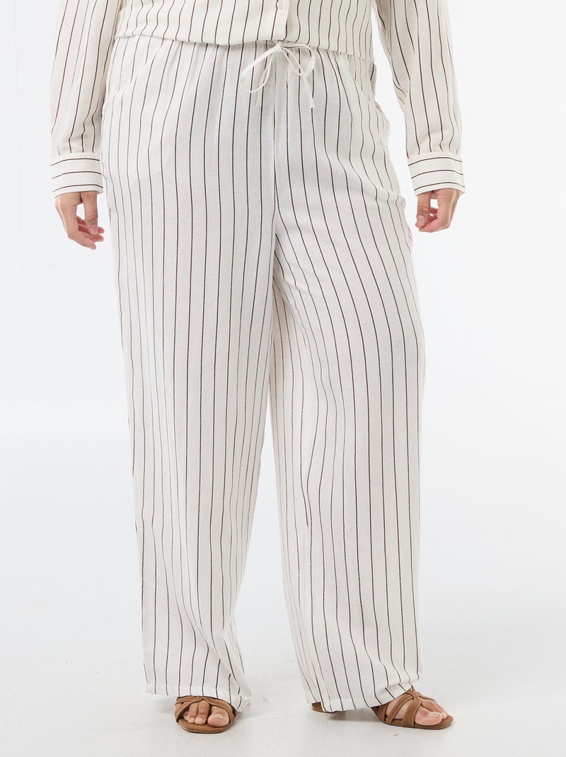 Rechte broek van linnenmix Wit - Kiabi