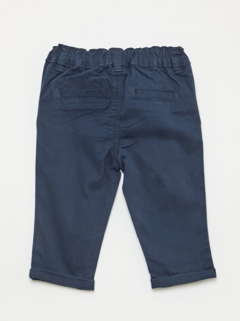 Rechte chino van stretchkatoen Blauw - Kiabi
