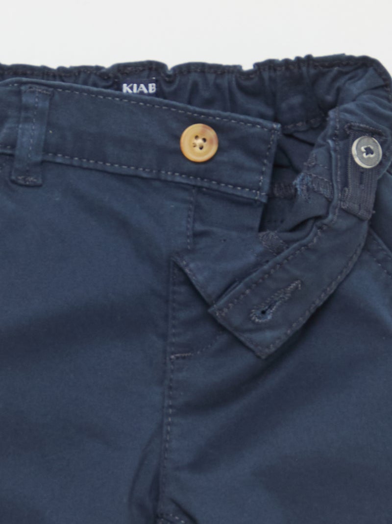 Rechte chino van stretchkatoen Blauw - Kiabi