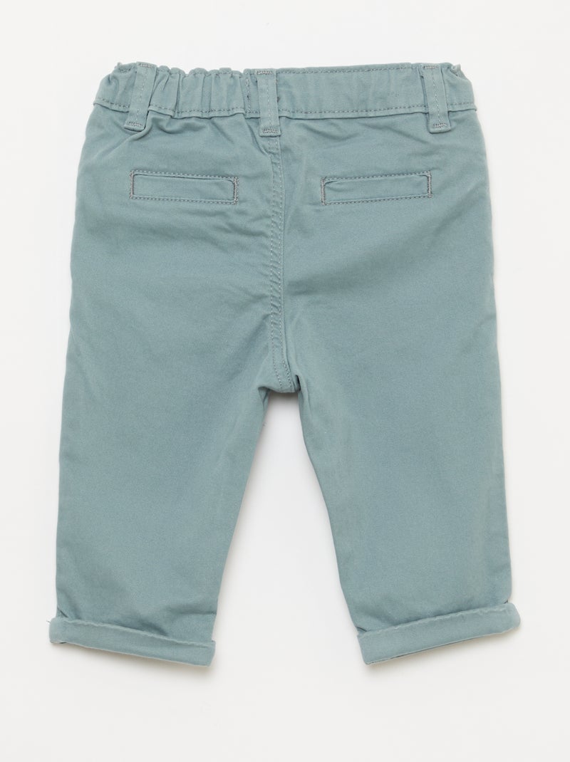 Rechte chino van stretchkatoen Blauw - Kiabi
