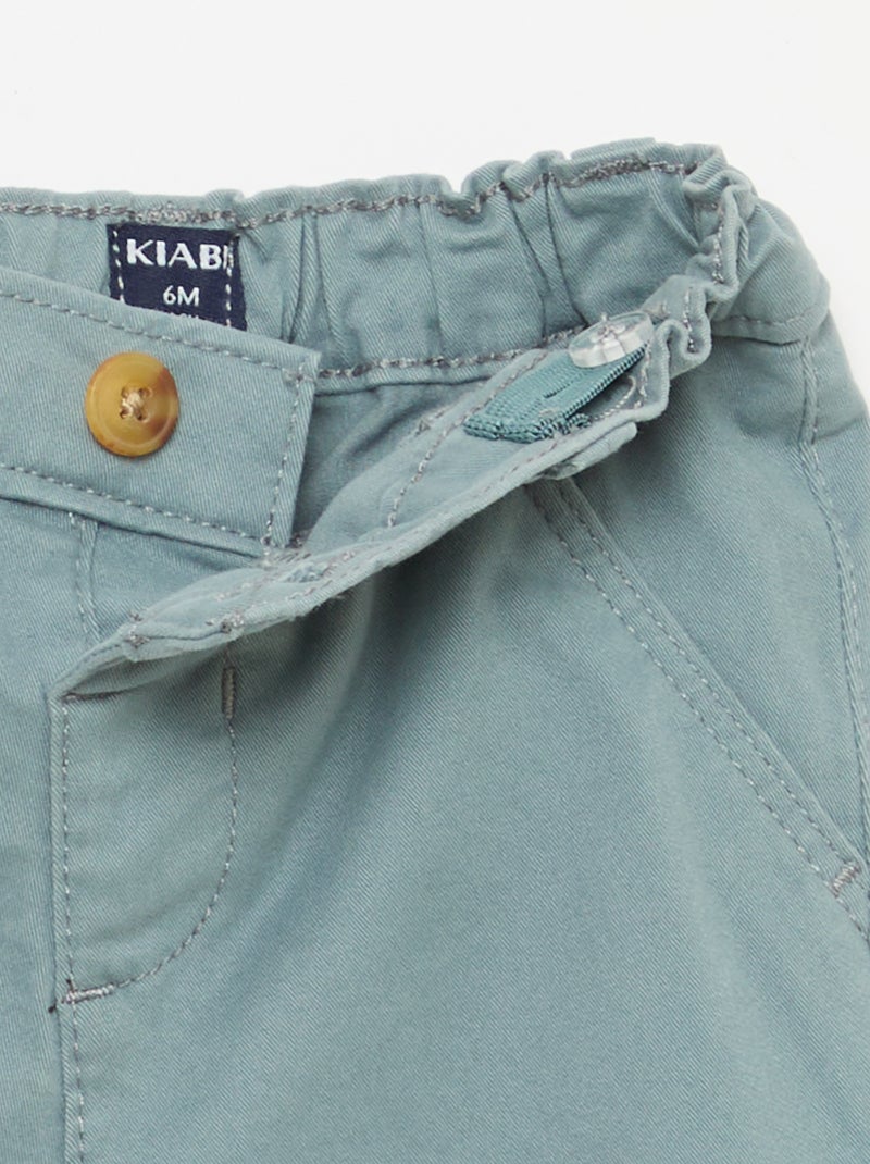 Rechte chino van stretchkatoen Blauw - Kiabi