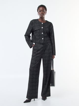 Rechte, geruite broek met elastische tailleband | 'JDY'