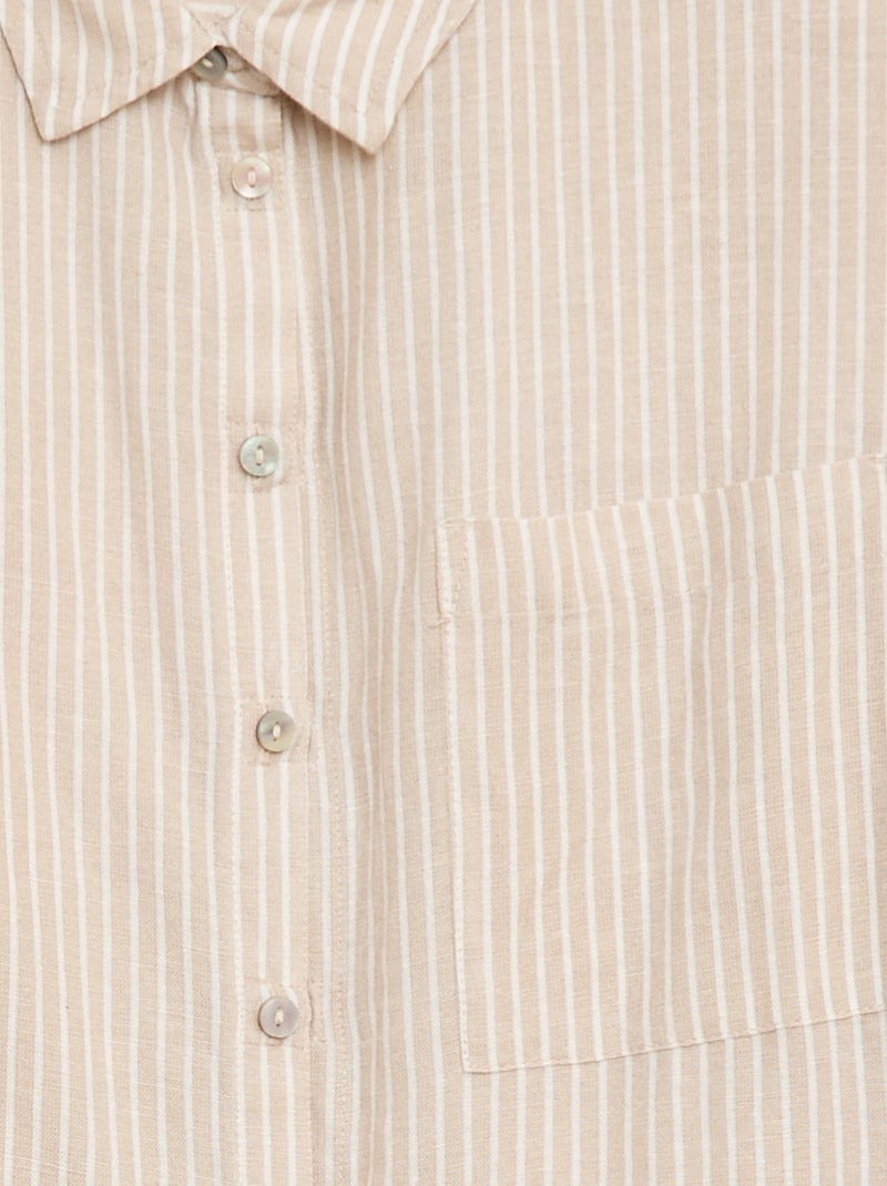 Rechte gestreepte blouse - Gemakkelijk aan te trekken Biege - Kiabi
