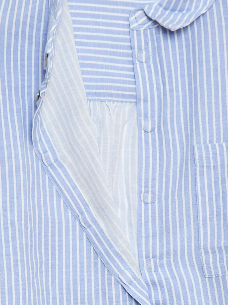 Rechte gestreepte blouse - Gemakkelijk aan te trekken Blauw - Kiabi