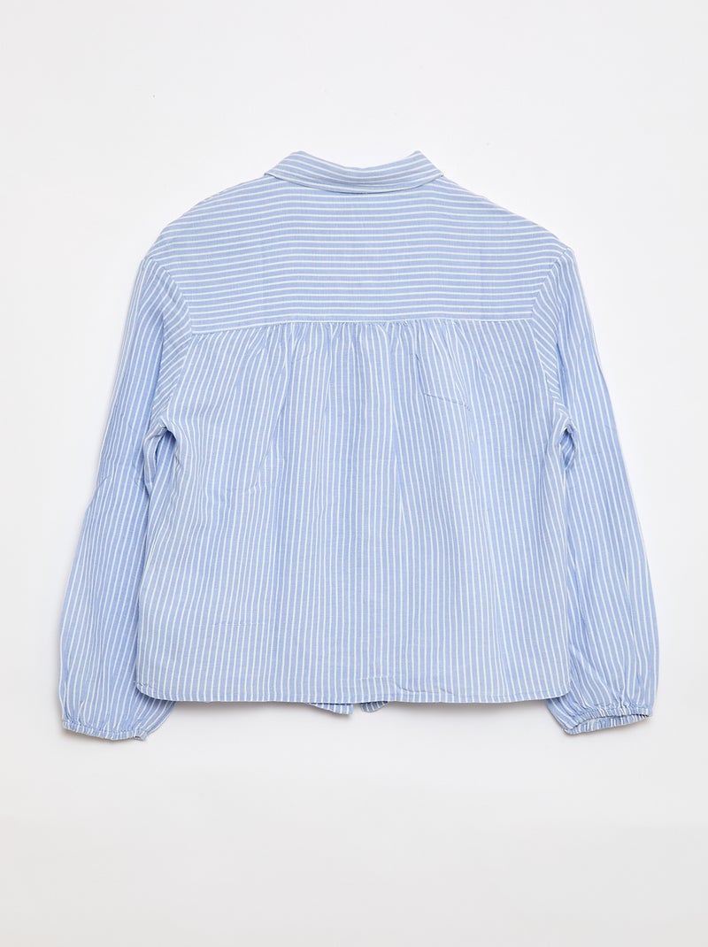 Rechte gestreepte blouse - Gemakkelijk aan te trekken Blauw - Kiabi