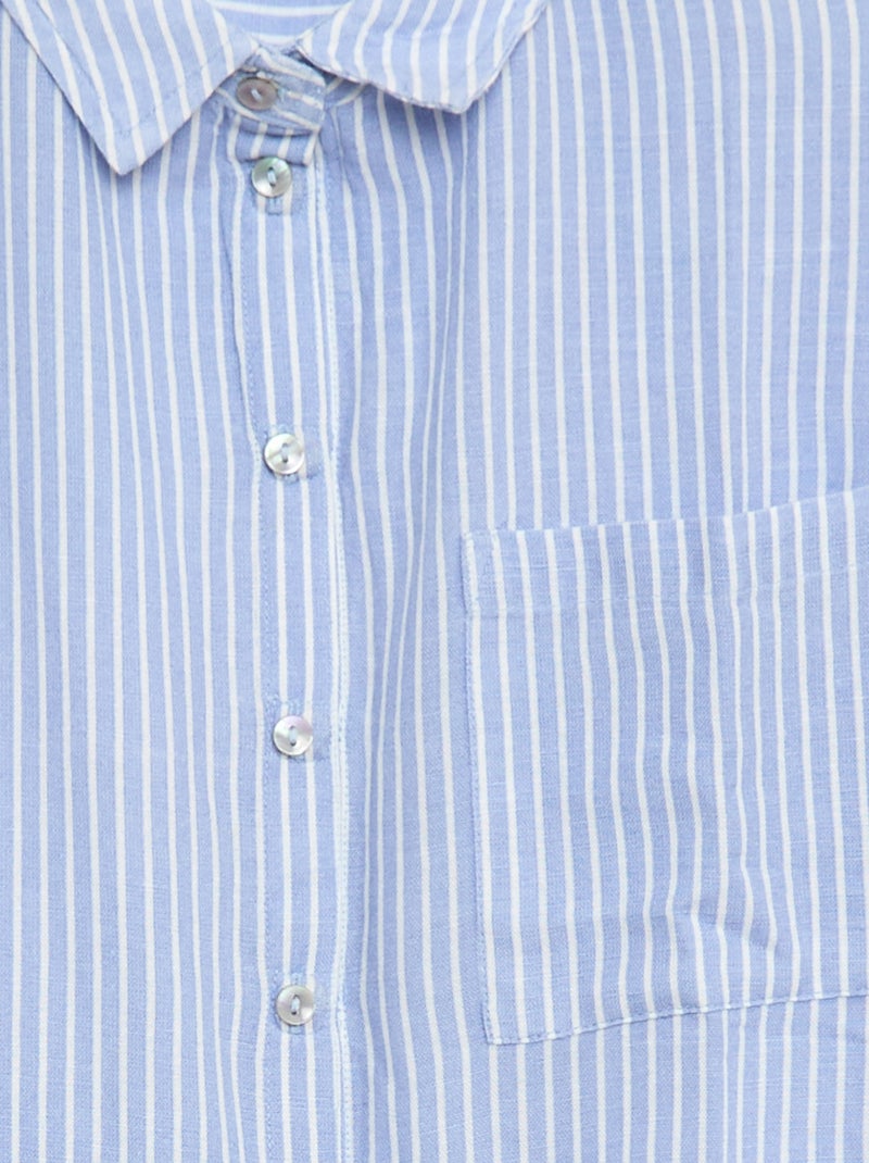 Rechte gestreepte blouse - Gemakkelijk aan te trekken Blauw - Kiabi