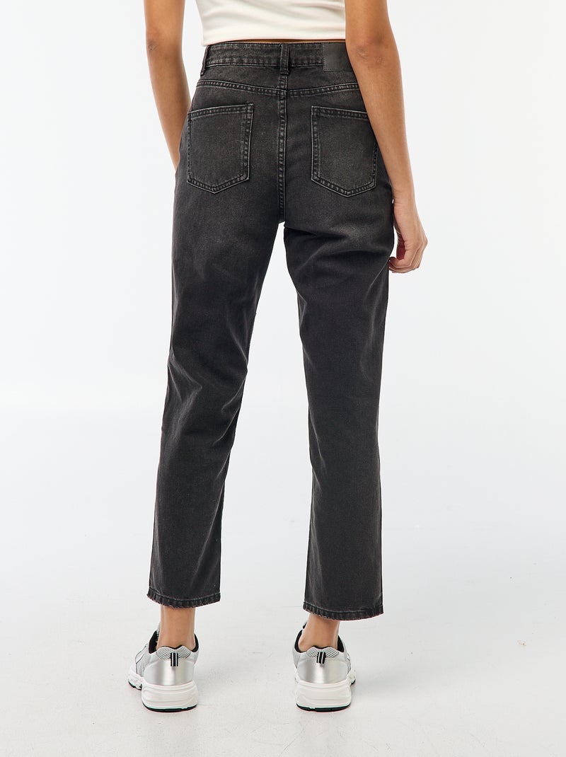 Rechte jeans met hoge taille GRIJS - Kiabi