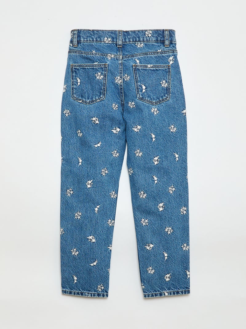 Rechte jeans met motief Blauw - Kiabi