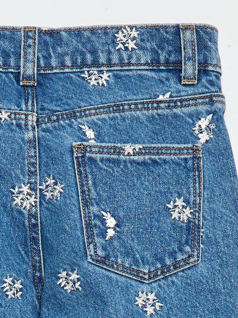 Rechte jeans met motief Blauw - Kiabi