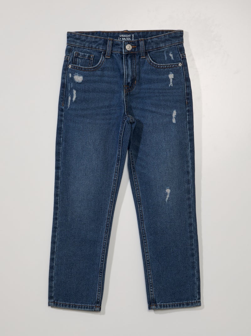 Rechte jeans met scheurtjes BLAUW - Kiabi