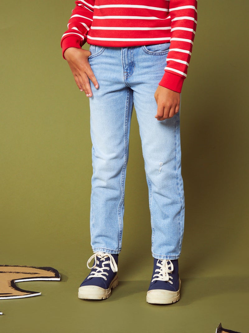Rechte jeans met scheurtjes BLAUW - Kiabi