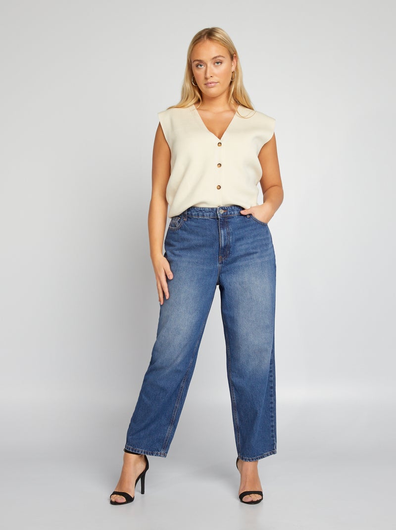 Rechte jeans met verstelbare taille BLAUW - Kiabi