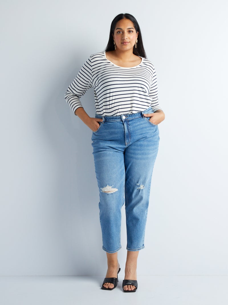 Rechte jeans met verstelbare taille BLAUW - Kiabi