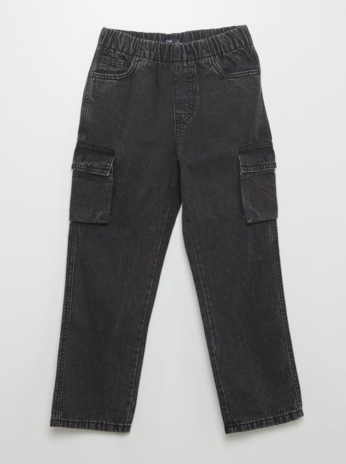 Rechte jeans met zakken met klepje - Kiabi