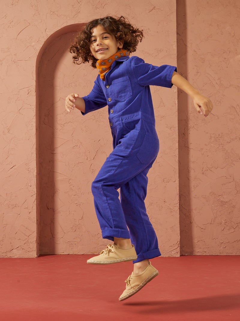 Rechte jumpsuit met korte mouwen - Uniseks BLAUW - Kiabi