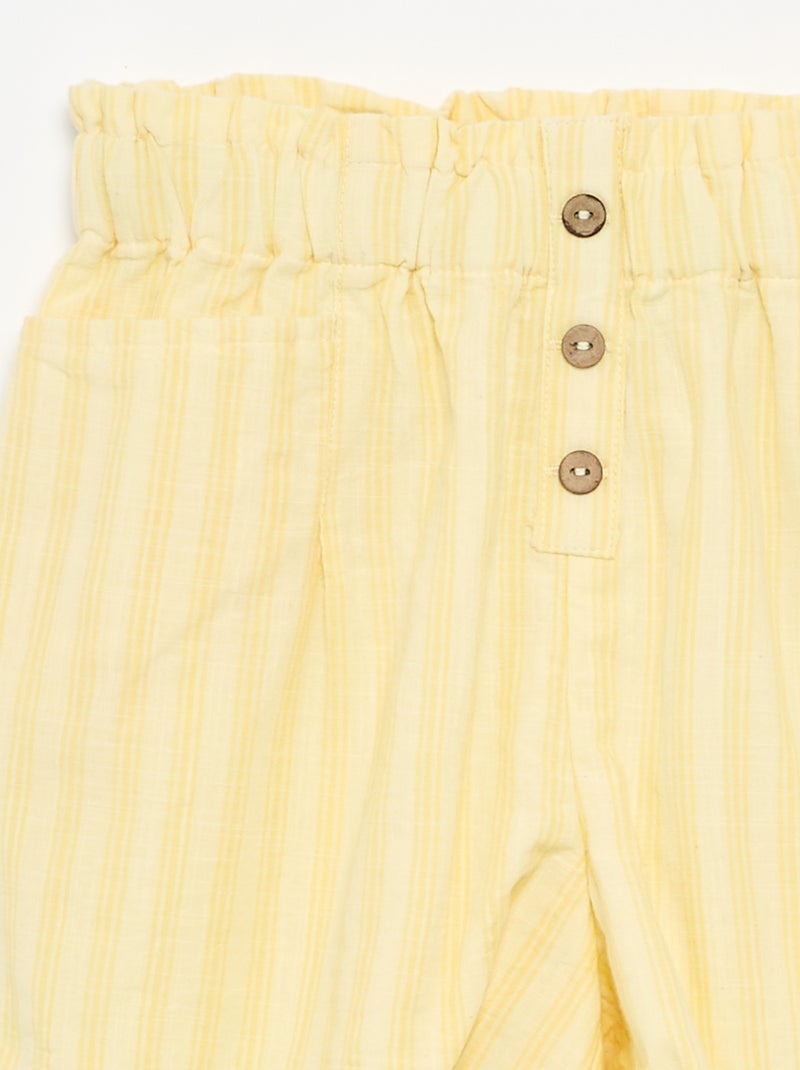 Rechte seersucker short Geel - Kiabi