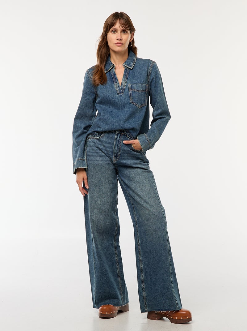 Rechte spijkerblouse Blauw - Kiabi