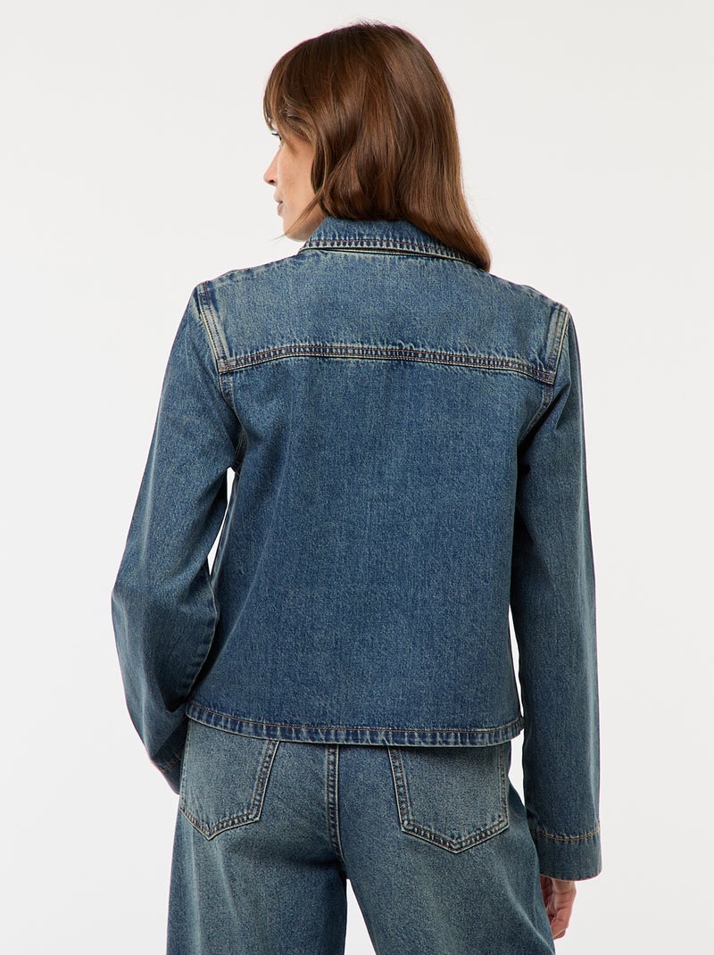 Rechte spijkerblouse Blauw - Kiabi