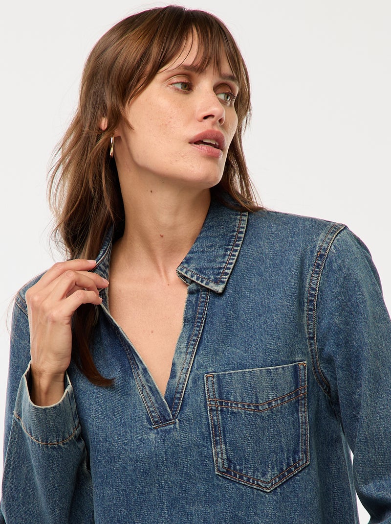 Rechte spijkerblouse Blauw - Kiabi