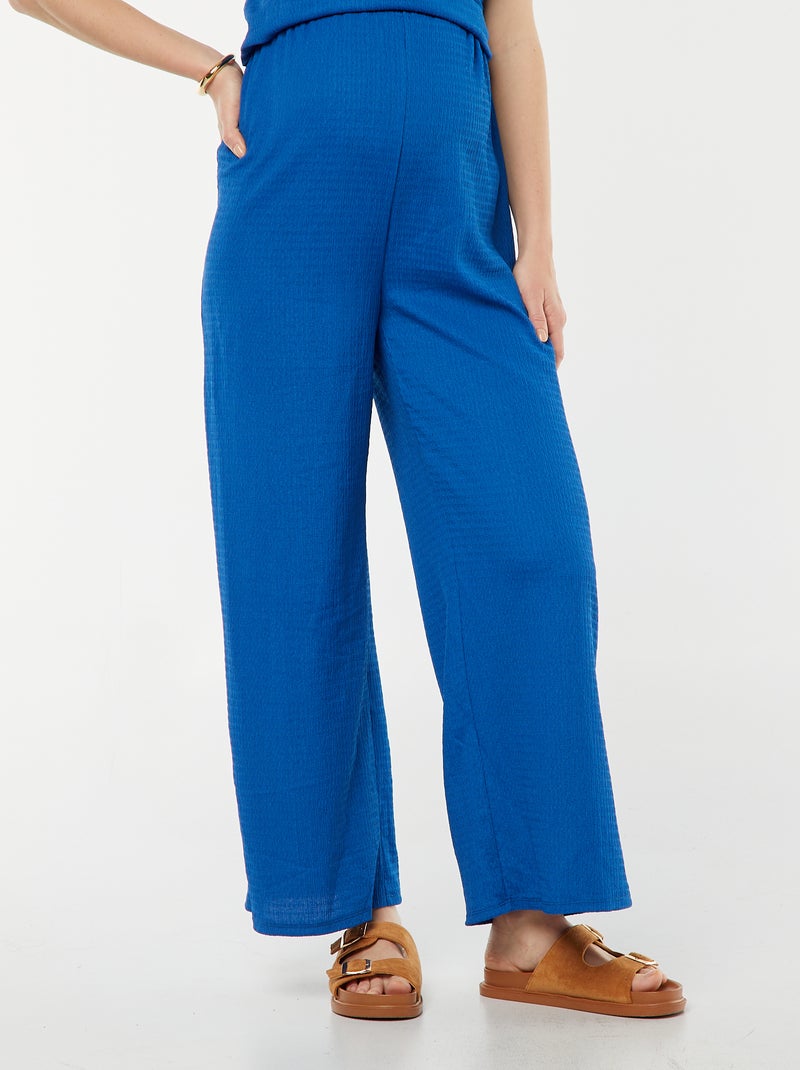 Rechte zwangerschapsbroek van kreukeltricot BLAUW - Kiabi