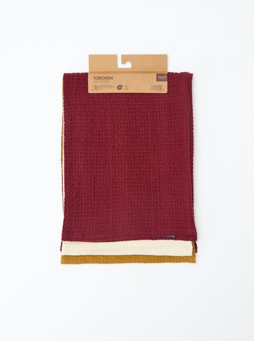 Rechthoekige theedoek met honingraatstructuur - Kiabi