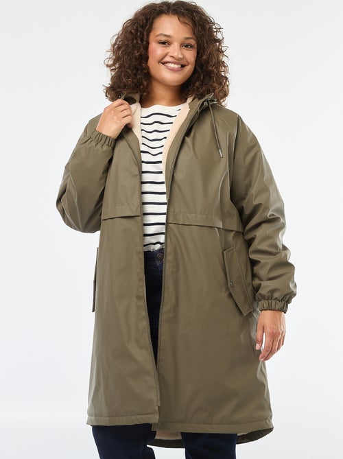 Regen-parka met capuchon en voering van imitatiebont - Kiabi