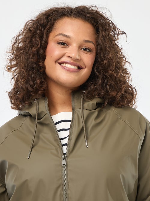 Regen-parka met capuchon en voering van imitatiebont - Kiabi